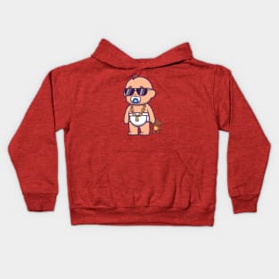 Cute Cool Baby Holding Teddy Bear Doll Cartoon Kids Hoodie